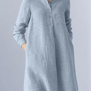 Robe chemise trapèze grande taille avec col classique et manches longues