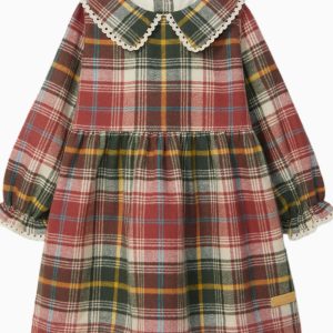 Robe bébé fille en flanelle écossaise – Rouge