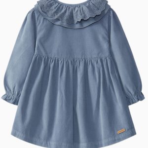 Robe enfant fille en micro-velours côtelé – Bleu
