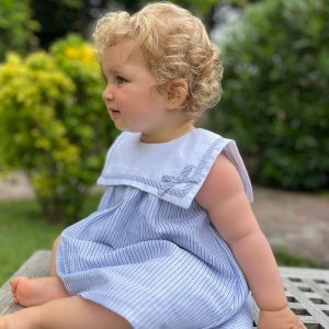 Robe bébé fille rayée à grand col esprit marin