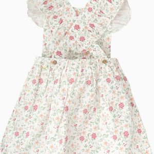 Robe enfant fille à fleurs – Rose/vert