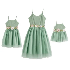 Robe fille vert d’eau avec jupe en tulle : Elina
