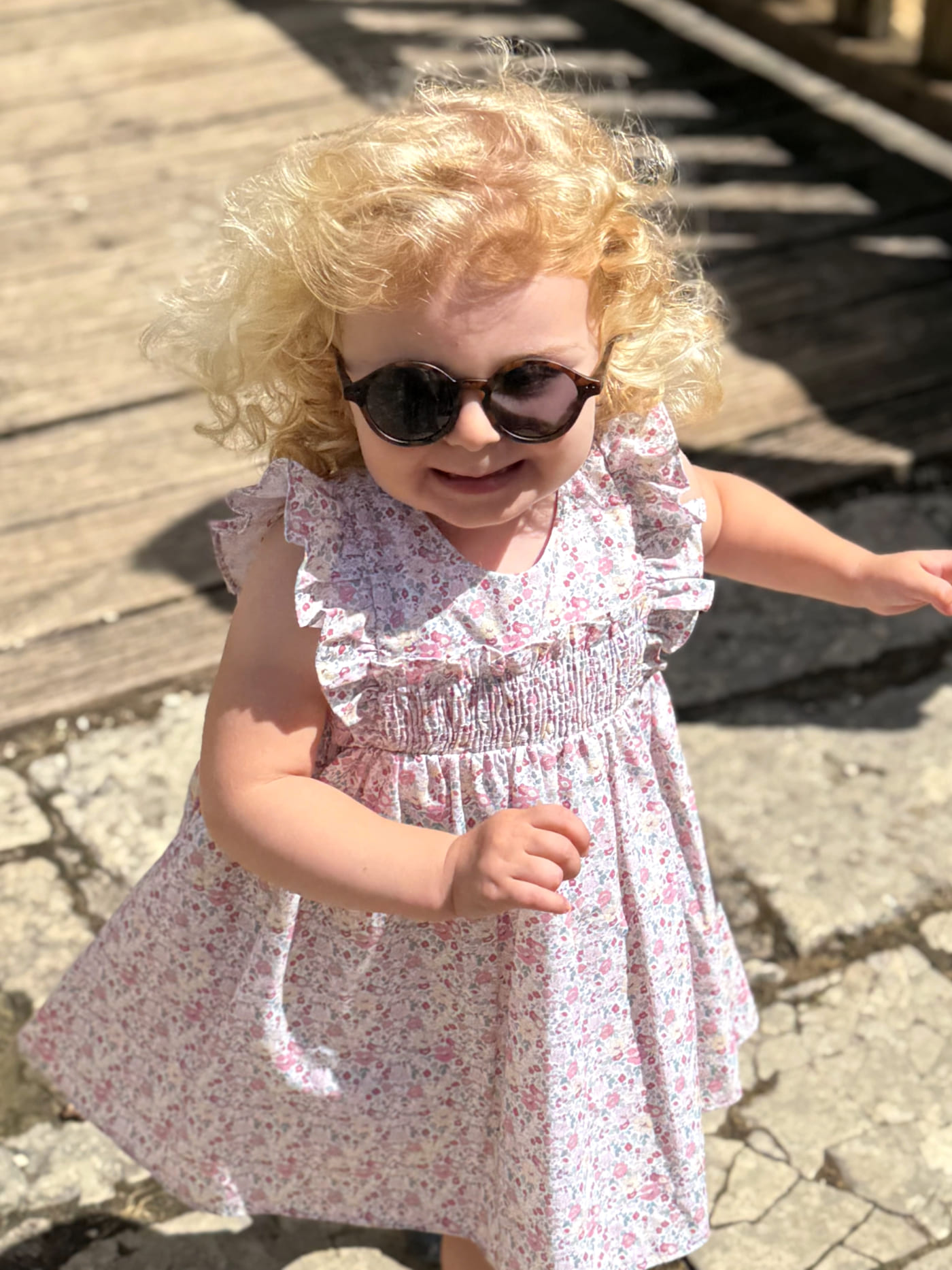 Ensemble robe à fleurs et bloomer assorti – Rose – Image 3