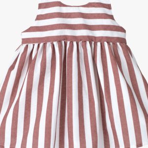 Robe enfant fille rayée – Argile/blanc