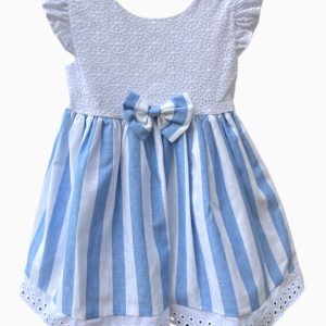 Robe élégante à rayures – Blanc/bleu