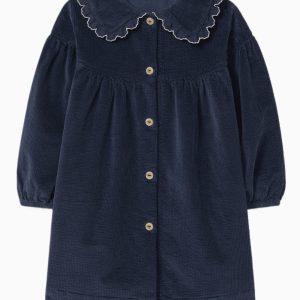 Robe velours fillette – Bleu marine