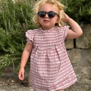 Ensemble bébé fille robe courte vichy et bloomer – Rose