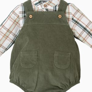 Salopette bébé garçon en velours – Vert
