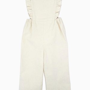 Salopette fille en velours côtelé – Crème