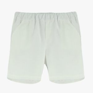 Short garçon en coton et lin – Blanc
