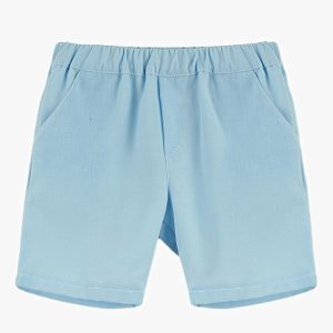 Short garçon en coton et lin – Bleu ciel